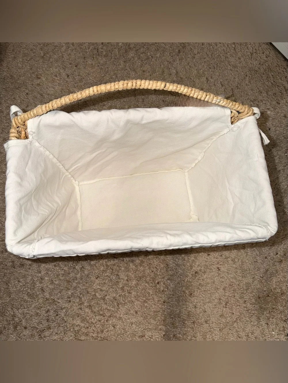 Kids Woven Toy or baby organization Basket, cream color Liner decorative Accents